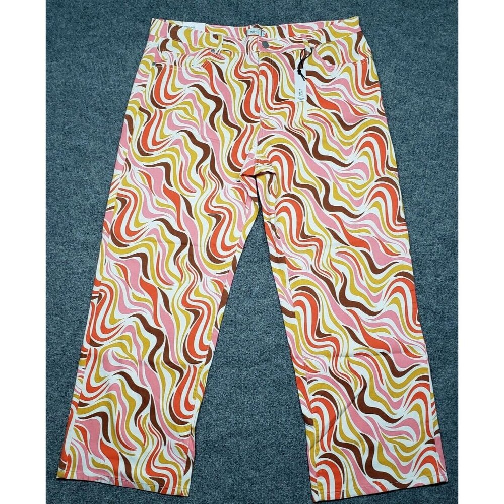 Rue21 Jeans Womens Plus 3X Multicolor Denim Skate Straight Leg Wavy Stretch New